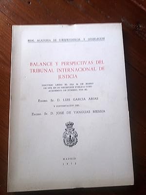 Image du vendeur pour BALANCE Y PERSPECTIVAS DEL TRIBUNAL INTERNACIONAL DE JUSTICIA. Discurso mis en vente par Itziar Arranz Libros & Dribaslibros