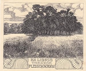 Imagen del vendedor de Ex Libris Therese Fleischmann. Landschaft mit Bumen und Jugendstil-Schmuck. a la venta por Antiquariat  Braun