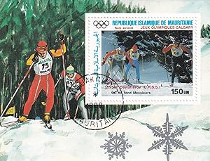 Olympische Winterspiele 1988 Calgary / Langlauf, Briefmarkenblock Mauretanien