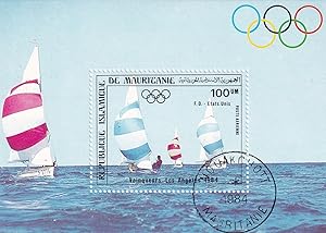 Olympische Spiele 1984 Los Angeles / Segeln, Briefmarkenblock Mauretanien