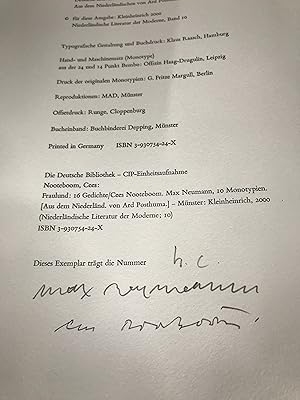 Cees Nooteboom : Fraulund. 16 Gedichte. Mit 10 Monotypien von Max Neumann. A.d. Niederländischen ...