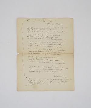 Poème autographe signé : "À Victor Hugo"