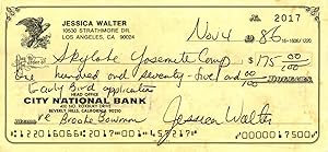 Jessica Walter Signed Check