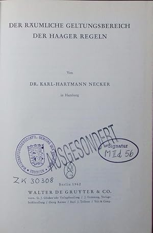 Bild des Verkufers fr Der rumliche Geltungsbereich der Haager Regeln. zum Verkauf von Antiquariat Bookfarm