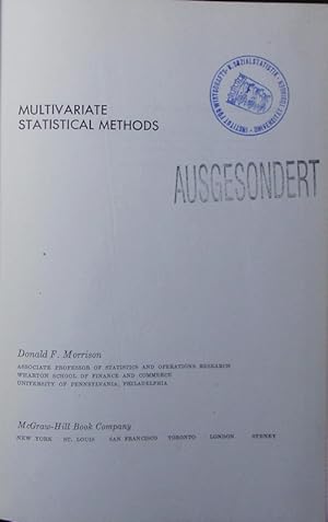 Seller image for Multivariate statistical methods. for sale by Antiquariat Bookfarm