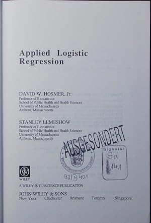 Imagen del vendedor de Applied logistic regression. a la venta por Antiquariat Bookfarm