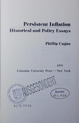 Seller image for Persistent inflation. historical and policy essays. for sale by Antiquariat Bookfarm