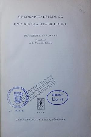 Bild des Verkufers fr Geldkapitalbildung und Realkapitalbildung. zum Verkauf von Antiquariat Bookfarm