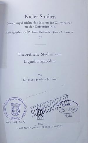 Seller image for Theoretische Studien zum Liquidittsproblem. for sale by Antiquariat Bookfarm