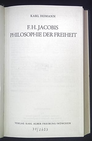 Immagine del venditore per F. H. Jacobis Philosophie der Freiheit. Symposion 43. venduto da books4less (Versandantiquariat Petra Gros GmbH & Co. KG)