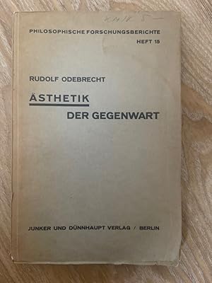 Imagen del vendedor de sthetik der Gegenwart. Philosophische Forschungsberichte Heft 15 a la venta por PlanetderBuecher