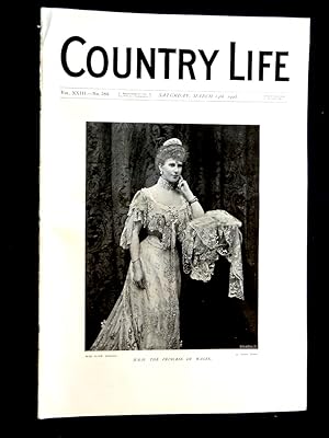 Bild des Verkufers fr Country Life magazine. No 584, 14th March 1908, Ford House Devonshire Property of the Earl of Devon & The Church of St Mary Wolborough, Portrait of H.R.H. The Princess of Wales., The Forbears of Richard Jeffries, The Book of Lindisfarne, Golf. zum Verkauf von Tony Hutchinson