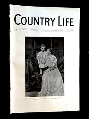Immagine del venditore per Country Life magazine. No 578. 1st February 1908, Nettlecombe Court Somerset, Seat of Sir Walter Trevelyan. Portrait of Mrs David Beatty and Her Son.Old Gloucestershire Cattle at Badminton, Abbots Barn at Glastonbury, Sussex Hobbies (Falcons), Golf. venduto da Tony Hutchinson