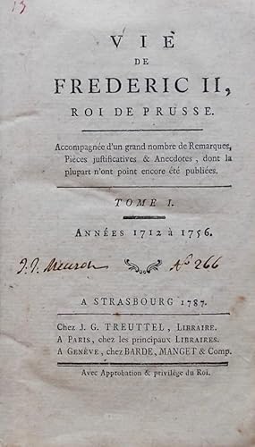 Immagine del venditore per La vie de Frdric II, Roi de Prusse. venduto da Le Cabinet d'Amateur