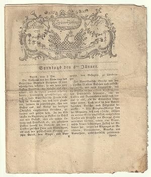 Brünner Zeitung der kaiserl. königl. privileg. mährischen Lehenbank. Sonntags den 4ten Jänner 1778.