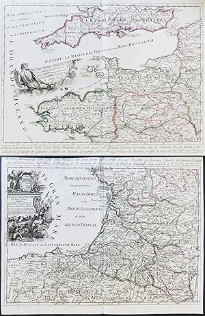 Bild des Verkufers fr La Coste della Francia sul Mare Oceano"- Bretagne Loire Aquitaine Brest Nantes Vannes La Rochelle Bordeaux Rochefort zum Verkauf von Antiquariat Steffen Vlkel GmbH