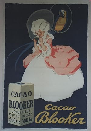 "CACAO BLOOKER" Affiche originale entoilée / Litho Imp. MAUS DELHALLE & URBAN Paris vers 1920