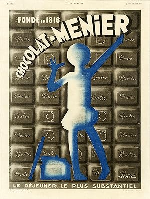 "CHOCOLAT-MENIER" Annonce originale entoilée illustrée par HENCHOZ et parue dans L'ILLUSTRATION l...