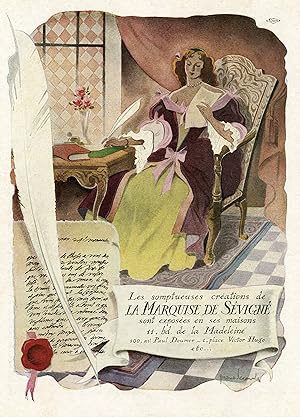 "La MARQUISE DE SÉVIGNÉ" Annonce originale entoilée publié dans PLAISIR DE FRANCE années 50
