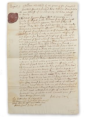 Writ of execution to satisfy a debt from the Court of Common Pleas, Bristol County, Province of M...