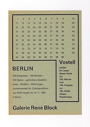 Announcement card: Berlin: 100 Ereignisse - 100 Minuten - 100 Stellen. (10 November 1965)