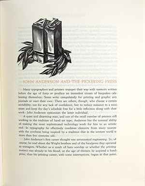 Seller image for John Anderson and the Pickering Press for sale by Bromer Booksellers, Inc., ABAA