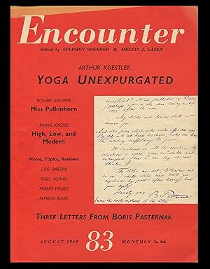 ENCOUNTER MAGAZINE Number 83, August, 1960. Arthur Koestler on Yoga Unexpurgated, William Golding...