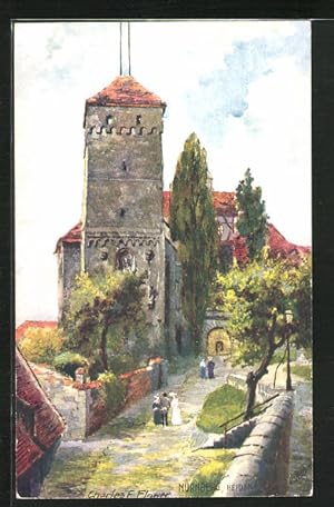 Bild des Verkufers fr Knstler-Ansichtskarte Charles F. Flower: Nrnberg, Blick auf den Heidenturm zum Verkauf von Bartko-Reher