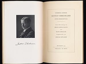 Seller image for Unserm Lehrer Gustav Ehrismann zum Gedchtnis. for sale by Antiquariat Peda
