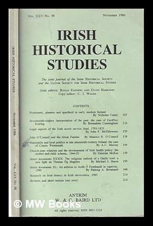 Bild des Verkufers fr Irish Historical Studies Vol.XXV No.98 November 1986 zum Verkauf von MW Books