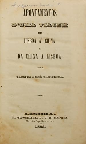 APONTAMENTOS D?UMA VIAGEM DE LISBOA Á CHINA E DA CHINA A LISBOA.