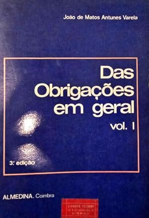 Seller image for DAS OBRIGAES EM GERAL. [VOL. I - 3. Edio]. for sale by Livraria Castro e Silva