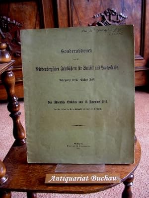 Das Süddeutsche Erdbeben vom 16. November 1911. Sonderabdruck aus den Württembergischen Jahrbüche...