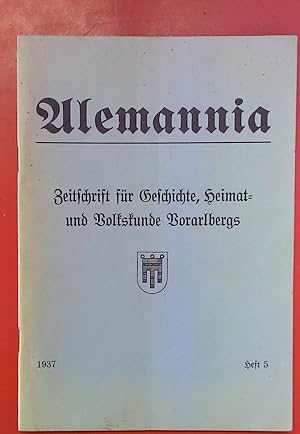 Bild des Verkufers fr Alemannia - Zeitschrift fr Geschichte, Heimat- und Volkskunde Vorarlbergs (Heft 5 / 1937) zum Verkauf von biblion2