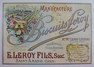 "BISCUITS LEROY" Affiche d'intérieur originale entoilée / Chromo-litho Imp. B. ARNAUD Lyon avant ...