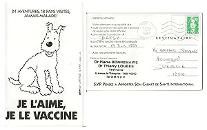 Image du vendeur pour Carte Postale illustre par Herg de 1991, pour la vaccination animale. mis en vente par Librairie Victor Sevilla