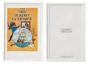 Image du vendeur pour Carte en couleurs, deux volets, reprenant la couverture de l'album de Tintin : Le Secret de la Licorne + enveloppe. mis en vente par Librairie Victor Sevilla