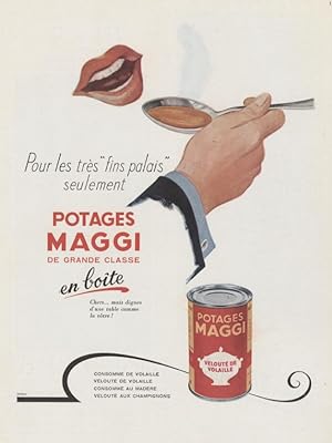 "POTAGES MAGGI" Annonce originale entoilée par SPEDIC (années 50)