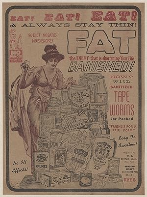 "FAT" Affiche d'intérieur originale entoilée / Typo-litho vers 1900 / KEY PUBLISHING U.S.A.