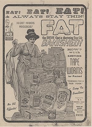 "FAT" Affiche d'intérieur originale entoilée / Typo-litho par KEY PUBLISHING U.S.A. (vers 1900)