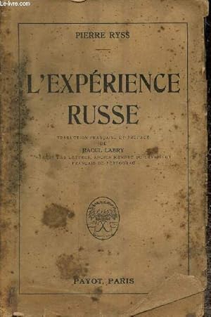 Imagen del vendedor de L'exp�rience russe a la venta por Le-Livre