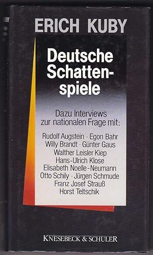 Bild des Verkufers fr Deutsche Schattenspiele. Dazu Interviews zur nationalen Frage mit: Rudolf Augstein. zum Verkauf von Kultgut