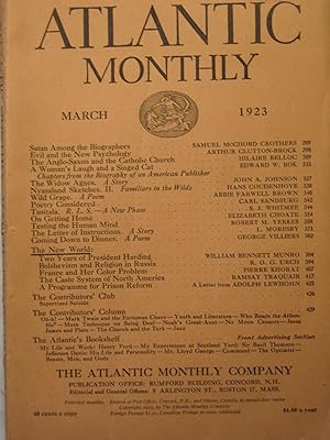 Imagen del vendedor de The Atlantic Monhly, March, 1923 a la venta por Craftsbury Antiquarian Books