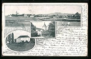 Bild des Verkufers fr Ansichtskarte Budisov, Gesamtansicht aus der Ferne, Blick auf Schloss und Kirche zum Verkauf von Bartko-Reher