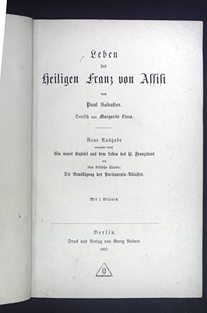 Bild des Verkufers fr Leben des heiligen Franz von Assisi. zum Verkauf von books4less (Versandantiquariat Petra Gros GmbH & Co. KG)