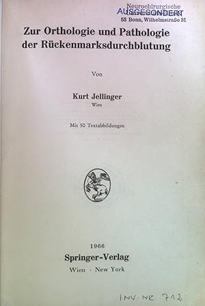 Seller image for Zur Orthologie und Pathologie der Rckenmarksdurchblutung. for sale by books4less (Versandantiquariat Petra Gros GmbH & Co. KG)