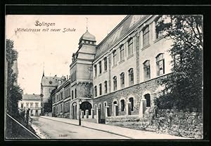 Ansichtskarte Solingen, Mittelstrasse mit neuer Schule