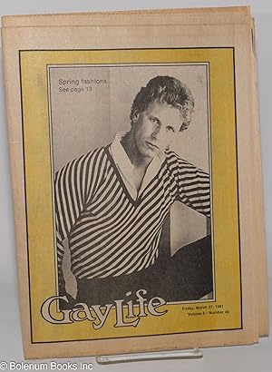 Bild des Verkufers fr GayLife: the international gay newsleader; vol. 6, #40, Friday, March 27, 1981; Spring fashions zum Verkauf von Bolerium Books Inc.