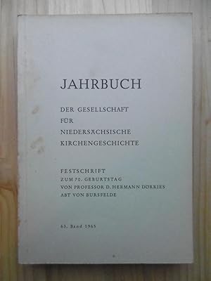 Jahrbuch der Gesellschaft für niedersächsische Kirchengeschichte. - 63. Band 1965. (Unter Mitwirk...