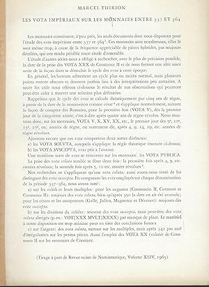 Seller image for Les Vota impriaux sur les monnaies entre 337 et 364 for sale by Librairie Archaion